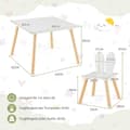 Miniatyrbilde 3 av 5: Barnebord med 2 stoler (3-delt sett). Sittegruppe for barn med bein i heltre og ryggstøtte for kaninører.