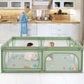 Miniatyrbillede 1 af 5: Babykravlegård med 50 bolde & 2 døre & åndbart net & lynlåsgrøn