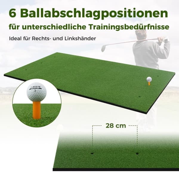 3-i-1 golf-tee-matta med konstgräs, 2 golf-tees, 2 inriktningsstakar och 6 förborrade tee-hål, 152 x 92 cm