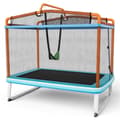 Pikkukuva 1 / 5: Suorakaiteen muotoinen 3-in-1 trampoliini lapsille 190 x 124 cm iso vapaa-ajan trampoliini, nettisininen + oranssi