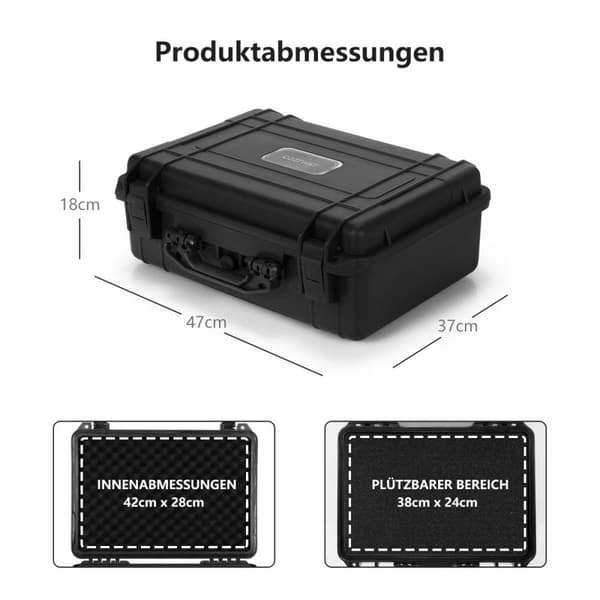 Monikäyttöinen kantolaukku vaahtomuovilla, vedenpitävä kameralaukku, lukittava, musta