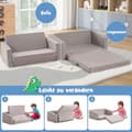 Miniatyrbilde 5 av 5: 2 i 1 sammenleggbar barnesofa med fløyelsstoff trukket barnestol 77 x 43 x 40 cm Mørkegrå