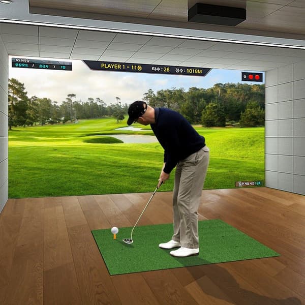 3-i-1 golf-tee-måtte med kunstgræs, 2 golf-tees, 2 justeringspæle og 6 forborede tee-huller, 152 x 92 cm, 27 mm