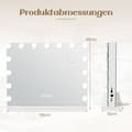 Miniatyrbilde 3 av 5: Hollywood-speil med belysning, USB-ladeport og Bluetooth-høyttaler, kosmetikkspeil for soverom, 58 x 46 cm, hvit