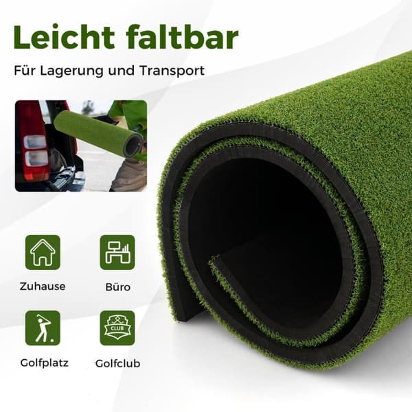 Golf tee måtte 2 gummi tees og 2 justeringspinde 6 tee positioner 152 x 92 cm tykkelse 20 mm
