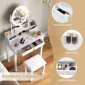 Miniatyrbild 1 av 5: Sminkbord med LED-belysning justerbar ljusstyrka sminkbord med 4 lådor vit