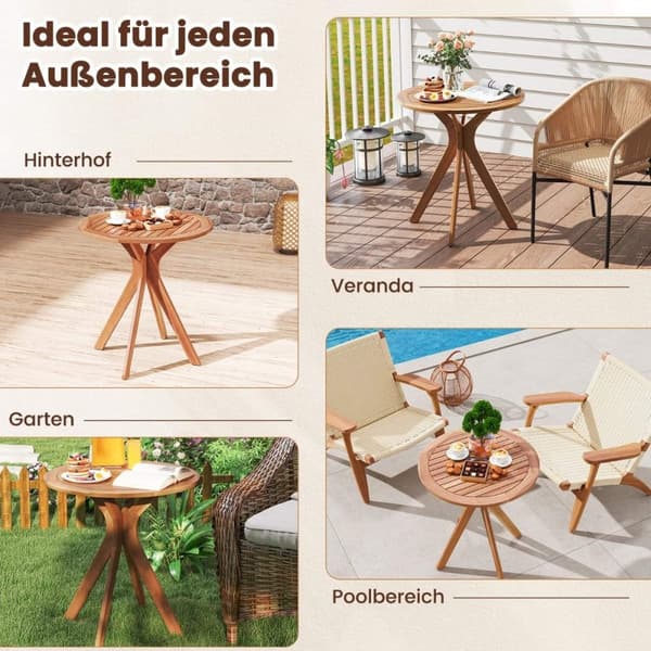 Værbestandig hagebord laget av akasietre Rundt trebord Sidebord Balkongbord Bistrobord