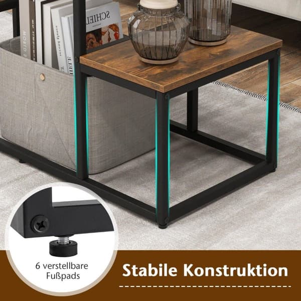 TV-konsollbord for 50-tommers TV-er, industriell mediekonsoll med åpne hyller, 108 x 40 x 65 cm, rustikk brun