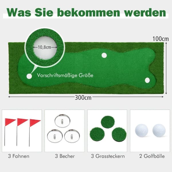 300 x 100 cm Golfputtmatta Golfmatta med träningsmatta för konstgräs för Home Green