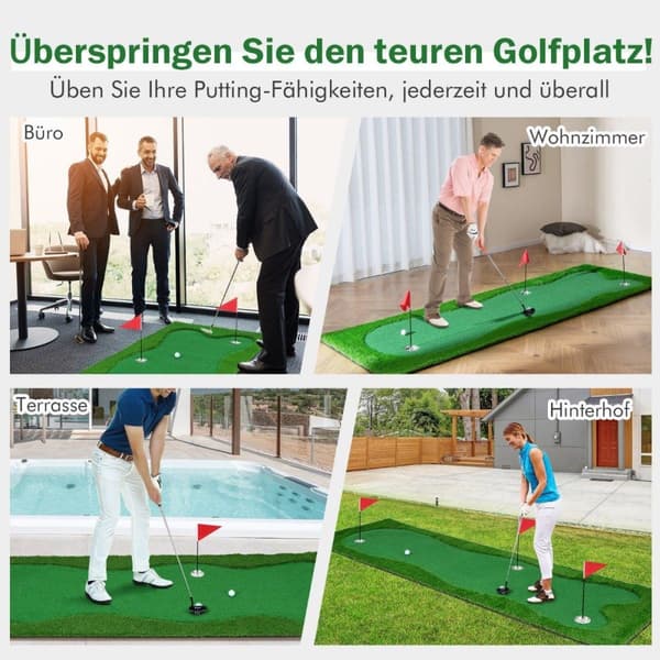 300 x 100 cm Golf puttematte Golfmatte med kunstgresstreningsmatte for Home Green