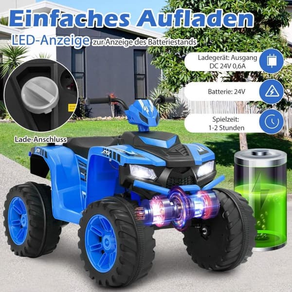 24 V Electric Kids Quad Electric Quad langattomalla yhteydellä Electric Quad Blue