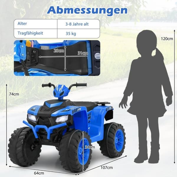 24 V Electric Kids Quad Electric Quad langattomalla yhteydellä Electric Quad Blue