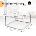 Miniatyrbilde 2 av 4: Sofabord marmorlook rektangulært salongbord med metallramme 70 x 70 x 40 cm hvit