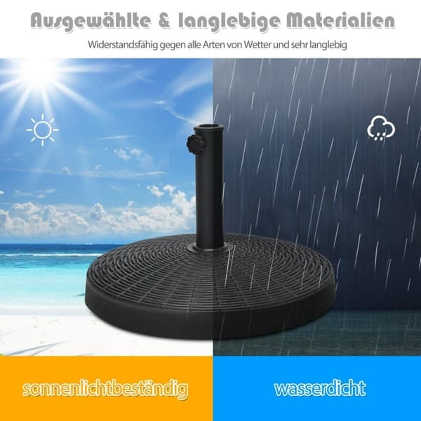 Parasolfod 22 kg paraplyfod lavet af syntetisk harpiks i rattan look 52 x 36 cm sort