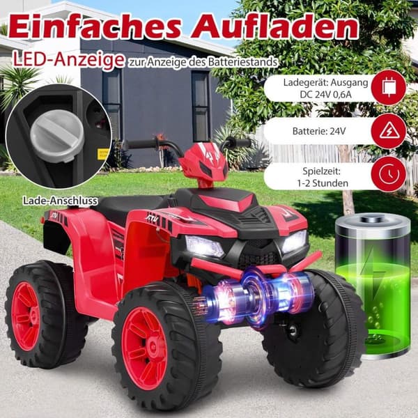 24V Electric Kids Quad Electric Quad med trådløs forbindelse Electric Quad Rød