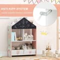 Miniatyrbillede 4 af 5: Børnebogreol med tavle &amp; 2 kasser &amp; 6 rum Børnehylde Børneværelseshylde Pink