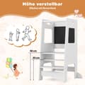 Miniatyrbillede 4 af 5: 2 i 1 køkkenhjælper læringstårn med 3 justerbare højder &amp; Tavle Trin skammel Læringsstol Hvid