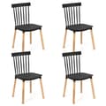 Miniatyrbilde 1 av 5: Sett med 4 spisestuestoler med spindelrygg &amp; Buede Seter Armless Stoler Svart