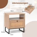 Miniatyrbillede 2 af 5: Natbord i rattan i middelalderstil med skuffe og åbent sidebord med accentbord