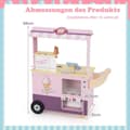 Miniatyrbilde 3 av 5: Isvogn for barn med iskrem lekebutikk tre med iskremmaskin rosa