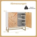 Pikkukuva 2 / 5: Senkki 2 ovella, keittiön kaappi hyllyllä, buffetkaappi moderni metallijaloilla, valkoinen 80 x 40 x 80 cm