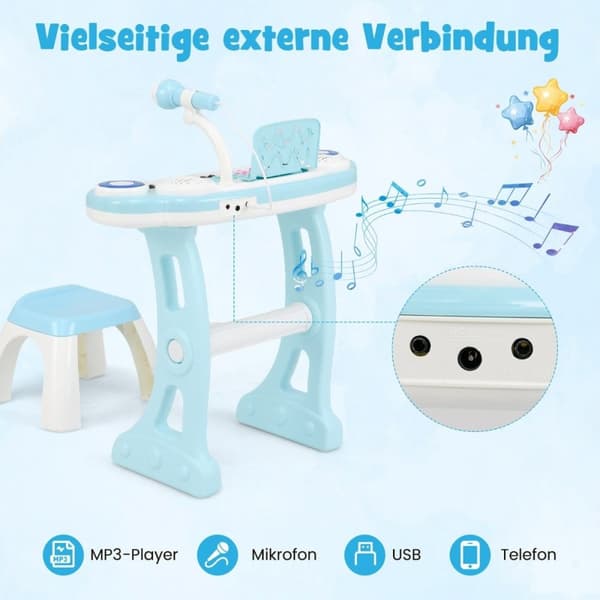 37 tangenter Piano Keyboard med lett elektrisk barnetastatur Opptak og avspilling Toy Piano Blue