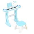 Miniatyrbilde 1 av 5: 37 tangenter Piano Keyboard med lett elektrisk barnetastatur Opptak og avspilling Toy Piano Blue