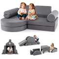 Miniatyrbilde 1 av 5: 14-delers modulbasert barnesofa, skumlekesofa, byggeklosssofa for klatring og krypning, grå