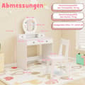 Miniatyrbilde 3 av 5: 2 i 1 sminkebord for barn sminkebord for barn med speil kosmetikkbord for jenter hvit