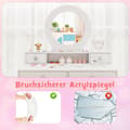 Miniatyrbilde 4 av 5: 2 i 1 sminkebord for barn sminkebord for barn med speil kosmetikkbord for jenter hvit