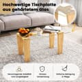Miniatyrbillede 4 af 5: Glas sofabord med ben af ​​gummitræ Rektangulært sidebord Glasbord Sofabord