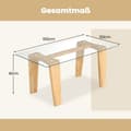 Miniatyrbillede 2 af 5: Glas sofabord med ben af ​​gummitræ Rektangulært sidebord Glasbord Sofabord