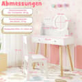 Miniatyrbild 3 av 5: Sminkbord för barn med belysning 2 i 1 sminkbord med spegel vit