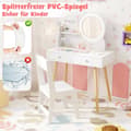 Miniatyrbild 5 av 5: Sminkbord för barn med belysning 2 i 1 sminkbord med spegel vit