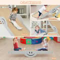 Miniatyrbilde 3 av 5: Sammenleggbare treklatreleker med justerbar og vendbar rampe Montessori klatresett grå