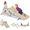 Miniatyrbilde 1 av 5: Sammenleggbare treklatreleker med justerbar og vendbar rampe Montessori klatresett grå