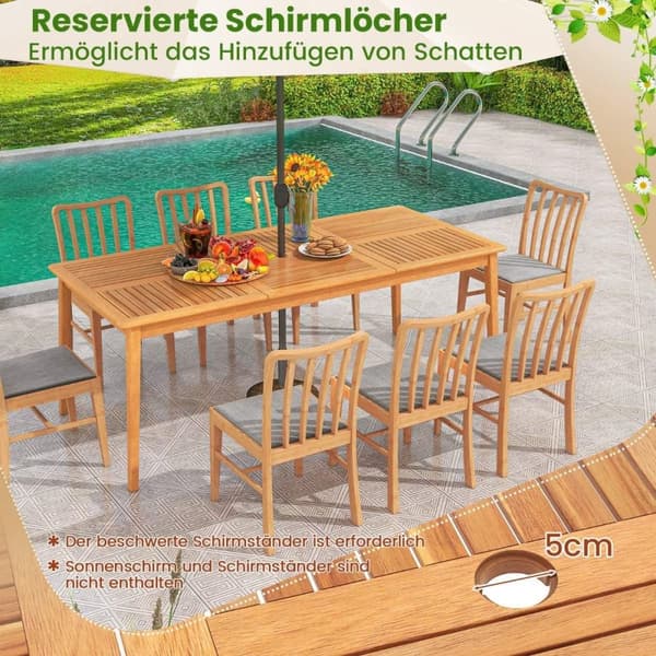 Havebord akacietræ 200 x 90 cm stort terrassebord til 8 personer natur