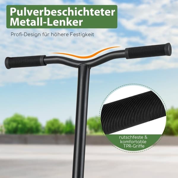 Stuntskoter med 360-styrning & PU hjul & Aluminium Deck Stunt Scooter Rolig Scooter Grön