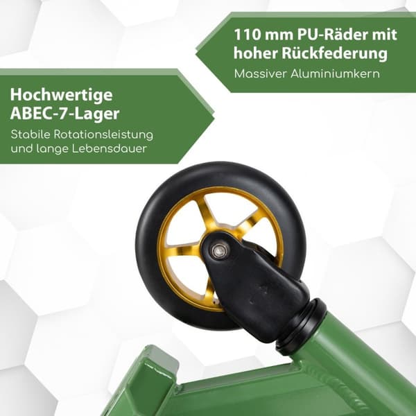 Stuntskoter med 360-styrning &amp; PU hjul &amp; Aluminium Deck Stunt Scooter Rolig Scooter Grön