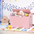 Miniatyrbilde 4 av 5: Lekeboks med lokk 2 i 1 lekeskrin med pute lekeskap laget av tre med bærehåndtak rosa