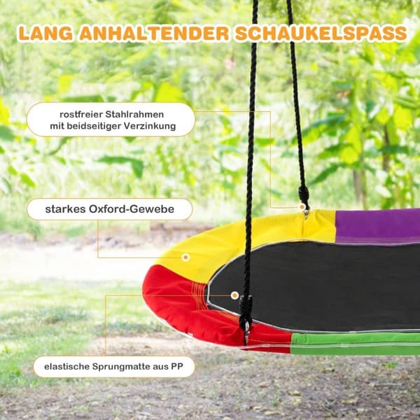 Oval bogunga upp till 300 kg lastkapacitet utomhusgunga med justerbara rep barngunga