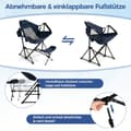 Miniatyrbilde 5 av 5: Campingstol med fotstøtte &amp; justerbar ryggstøtte &amp; nakkestøtte &amp; koppholder fiskestol marineblå