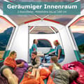 Miniatyrbild 5 av 5: Stort tält med markis & golv & 2 rum & 2 ingångar & bärväska campingtält familjetält L