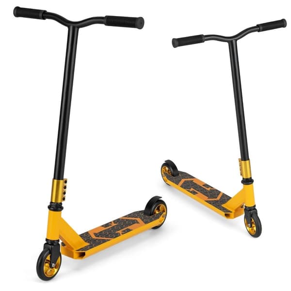 Stuntscooter med 360 styring &amp; PU-hjul &amp; Aluminium Deck Stunt Scooter Morsom Scooter Gul