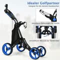Miniatyrbilde 3 av 5: Golfvogn 4-hjuls Golfvogn Golfvogn Golf sammenleggbar Golf Caddy Golf Push Cart laget av aluminium blå