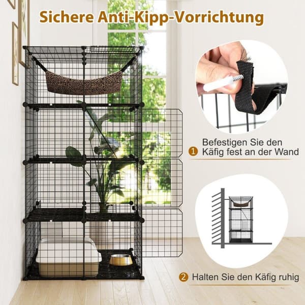 Kissan häkki 4-kerroksinen iso kissan aita riippumatolla 3 tikkaat 4 ovea ja kattoikkuna