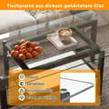 Miniatyrbilde 5 av 5: Sofabord i glass 2-lags sidebord med oppbevaringsplass 107 cm langt rektangulært salongbord