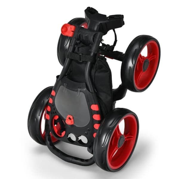 Golfvogn 4-hjuls Golfvogn Golfvogn Golf sammenleggbar Golf Caddy Golf Push Cart laget av rødt aluminium