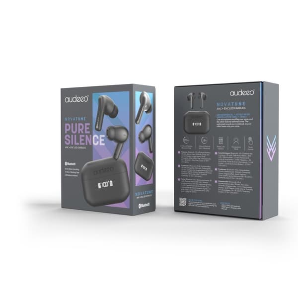 Hodetelefoner In-Ear TWS ANC ENC LED Novatune Black