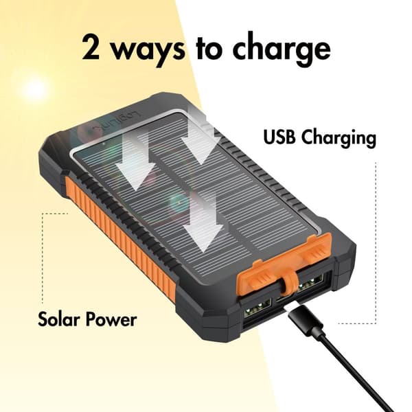 PowerBank 6.000 mAh 10W Solcelle Sort/Orange
